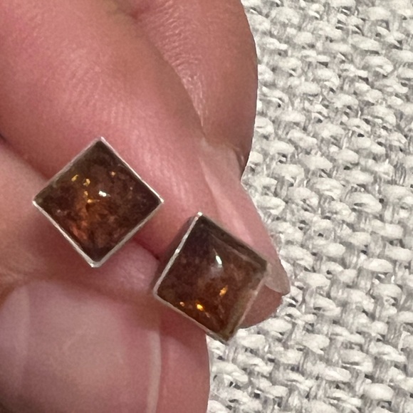 Sterling silver Amber earrings made in Mexico - Picture 3 of 10